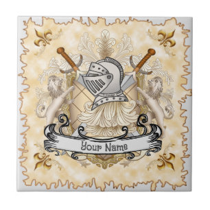 Sepia Ritter Schild Nachname Fliese