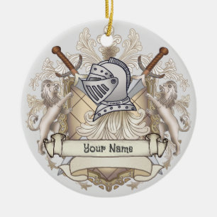 Sepia Ritter Schild Nachname Keramik Ornament