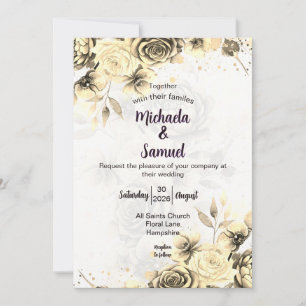 Sepia-Rose - Hochzeitseinladung Einladung