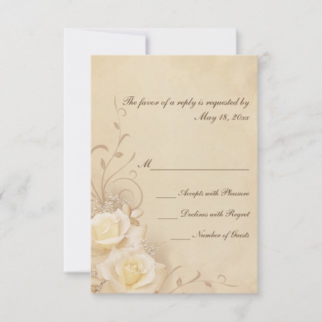 Sepia-Rose-RSVP-Karten RSVP Karte (Vorderseite)