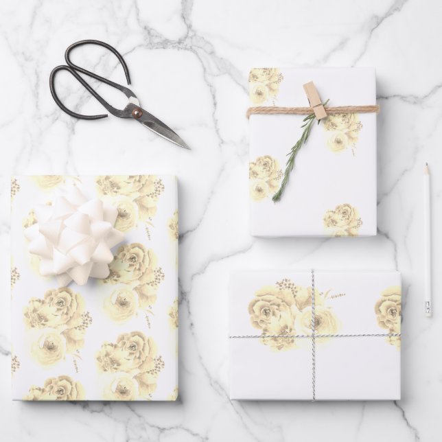 Sepia Rose Wrapping Paper Set Geschenkpapier Set (Vorderseite)