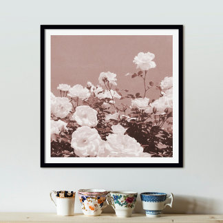 Sepia-Rosen Florale Garten-Foto-Kunst-Druck Poster