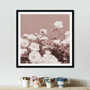 Sepia-Rosen Floralgarten Foto Kunst Druck Poster