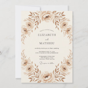 Sepia-Rosen-Kranz-Hochzeit Einladung