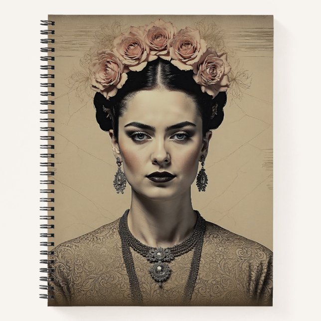 Sepia-Rosen-Muse-Notebook Notizbuch (Vorderseite)