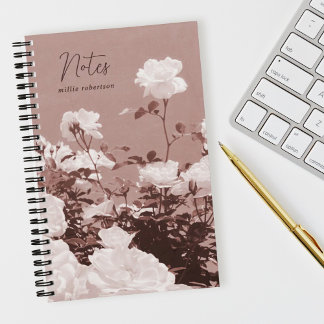 Sepia Roses Floral Garden Custom Spiral Notebook Notizbuch