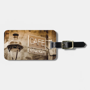 Sépia-Schild eines Cafés, Paris, Frankreich Gepäckanhänger