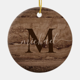 Sepia schwarz-braun-Granitstein Keramik Ornament