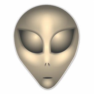 Sepia Shiny Gray Alien Head Aufkleber