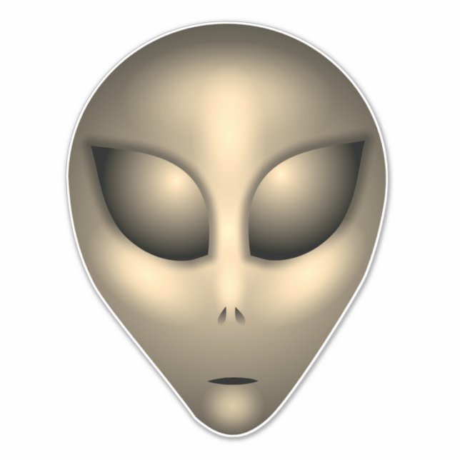 Sepia Shiny Gray Alien Head Aufkleber (Vorderseite)
