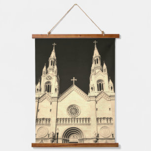 Sepia St. Peter und Paul Kirche San Francisco Wandteppich Mit Holzrahmen
