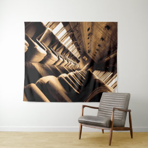 Sepia Steam Train Interior Wandteppich