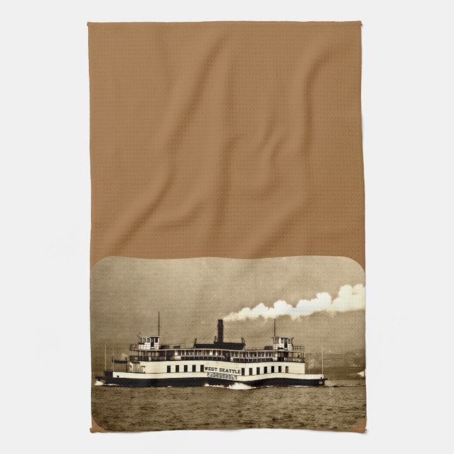 Sepia Steamboat Ferry Handtuch (Vertikal)