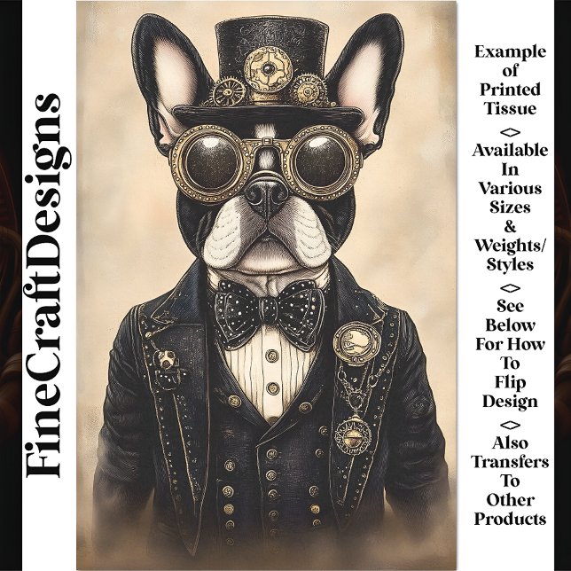 Sepia Steampunk Frenchie Dog AS5 Decoupage Seidenpapier (Von Creator hochgeladen)