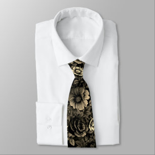 Sepia-Ton-Vintage-Blumenprint Krawatte