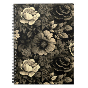 Sepia-Ton-Vintage-Blumenprint Notizblock