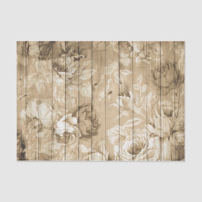 Sepia Tone Blume und Rose auf Holz Seidenpapier (Vorderseite)