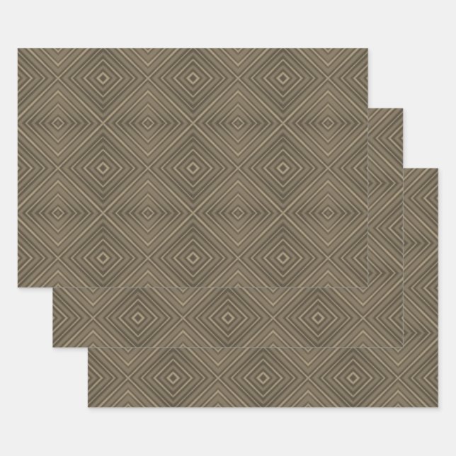 Sepia Tone Hypnotic Diamond Modern Pop Art Geschenkpapier Set (Set)