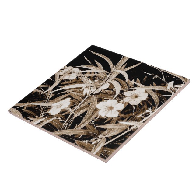 Sepia Tone Mexican Petunias Fliese (Seite)