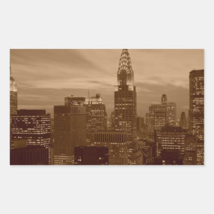 Sepia Tone New York City Rechteckiger Aufkleber