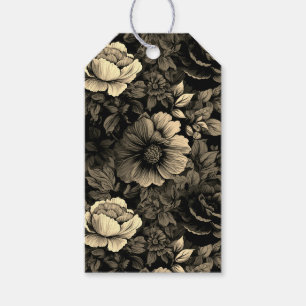 Sepia Tone Vintag Floral Print Geschenkanhänger