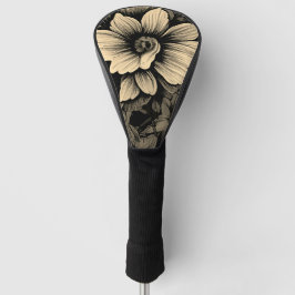 Sepia Tone Vintag Floral Print Golf Headcover