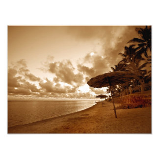 Sepia Toned Beach Scene Fotodruck