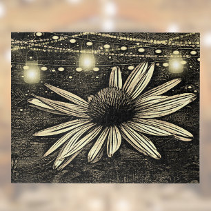 Sepia Toned Coneflower unter Golden Jar Lights Puzzle