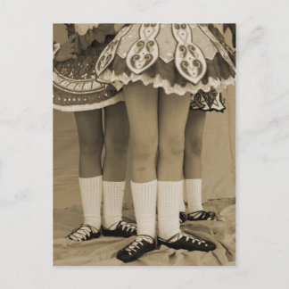 Sepia Toned Irish Dance Postcard Postkarte
