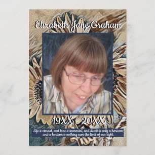 Sepia Toned Sunflower Art FOTO Beerdigung Programm