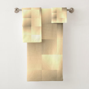 Sepia Tones in Square Pattern Badhandtuch Set