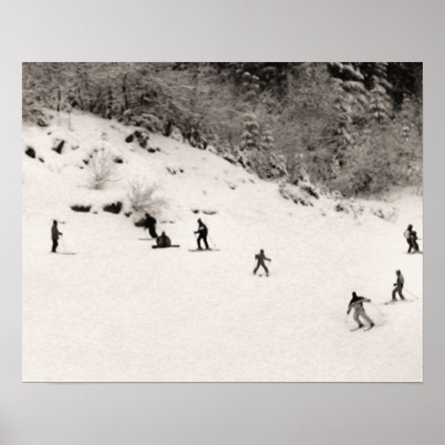 Sepia Tonski drucken, Spaß auf der Piste Poster (Vorne)