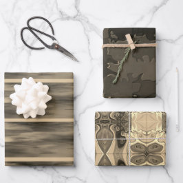 ‚Sepia Touch‘, wrapping Paper Flat Sheet Set 3 Geschenkpapier Set