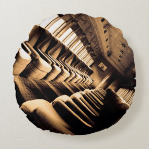 Sepia Train Seats Rundes Kissen