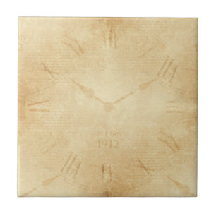 Sepia-Uhr-Gesicht Steampunk Fliese