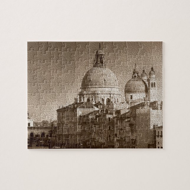 Sepia Venice Grand Canal Piazza San Marco Salute Puzzle (Horizontal)