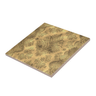 Sepia verblaßte Vintages Blumen Fliese