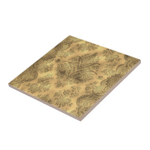 Sepia verblasstes Vintage-Blumenmuster Fliese