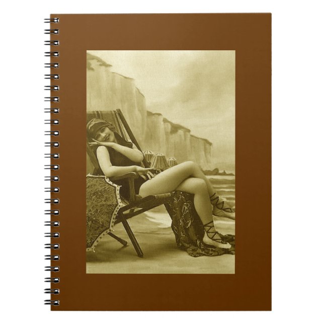 Sepia Vintag Bathing Beauty Notizblock (Vorderseite)