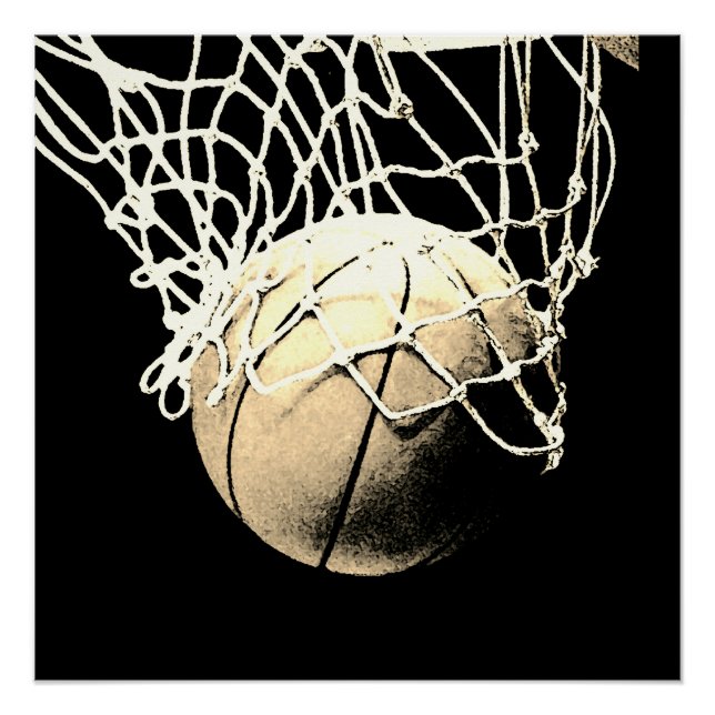 Sepia Vintag Look Basketball Perfekte Kunst Poster (Vorderseite)