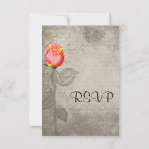 Sepia Vintag Spot Color Peace Rose Wedding rsvp Karte