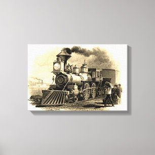 Sepia Vintag Steam Train Motor 16" x 11" Leinwanddruck
