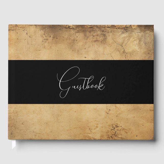 Sepia Vintage antike Hochzeit Gästebuch (Vorderseite)