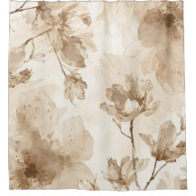 Sepia-Vintage-Blumen-Aquarell-Botanik-Gemälde