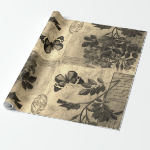 Sepia Vintage Leinen Geschenkpapier