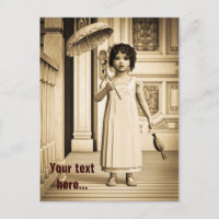 Sepia-Vintage-Mädchen-Schirm-Kunst