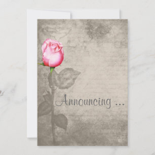 Sepia Vintage Spot Farbe Pink Rose Hochzeit Einladung