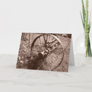 „Sepia Wagon Wheel #1“ Geburtstagskarte Karte