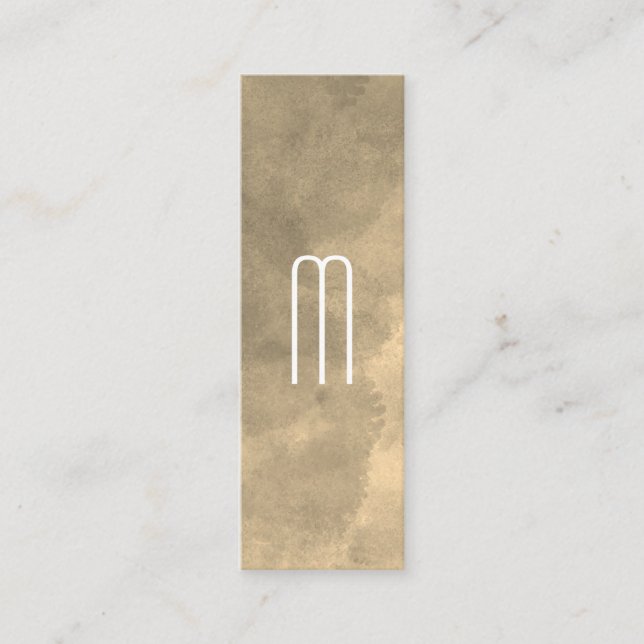 Sepia Watercolor Monogram Mini Visitenkarte (Vorderseite)