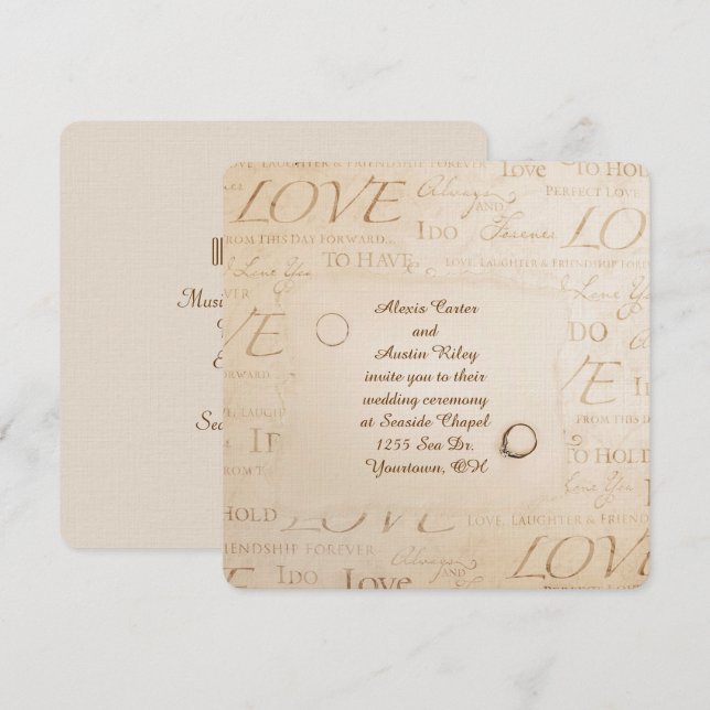 Sepia Wedding Einladung (Vorne/Hinten)